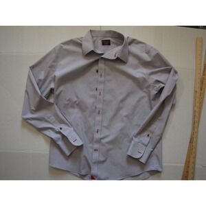 UNTUCKit Shirt Mens XL Gray Long Sleeve Button Down Dress Casual Red Oxford